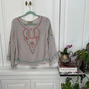 Boho flowy grey top